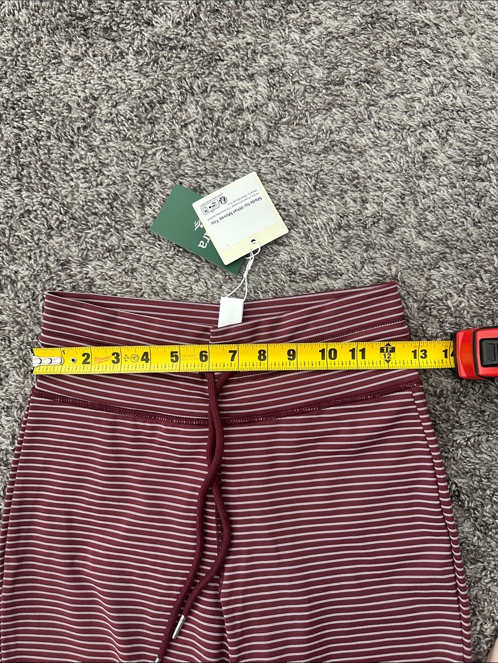 HALARA Striped High-Waist Flare Pants in Burgundy & White - Picture 3 of 4